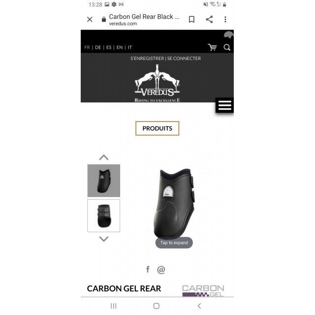 Protège-boulets Veredus Carbon gel noir S NEUF