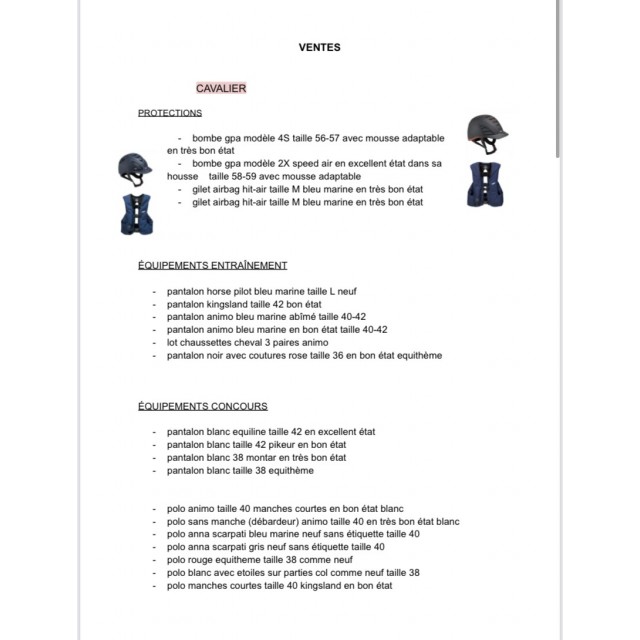 equipement equitation