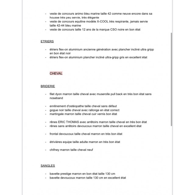 equipement equitation