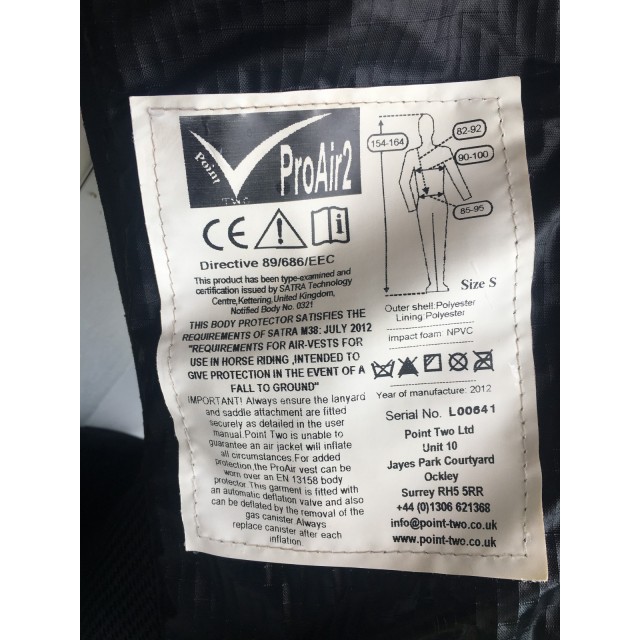 Gilet Air-bag Airjackets Point Two  (Vendu avec 2 cartouches)