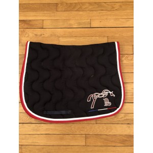 Tapis point sellier Pénélope bleu marine/rouge