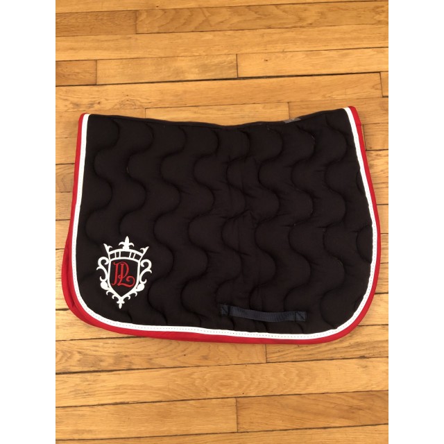 Tapis point sellier Pénélope bleu marine/rouge