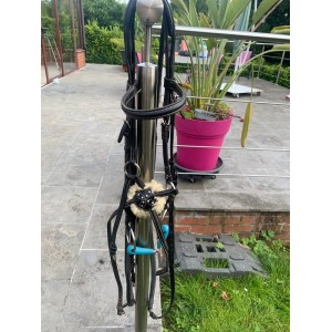 Bridon poney cuir, mouton et strass