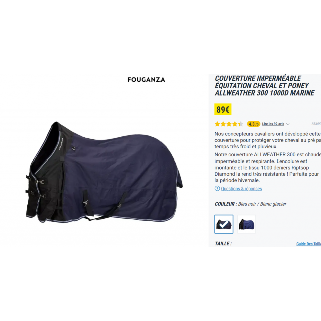 Couverture 1000D 300g parfait état !