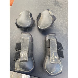 Ensemble guêtres+protèges boulets noir poney