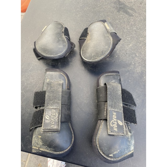 Ensemble guêtres+protèges boulets noir poney