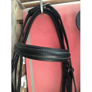 Filet HKM  en cuir noir taille poney
