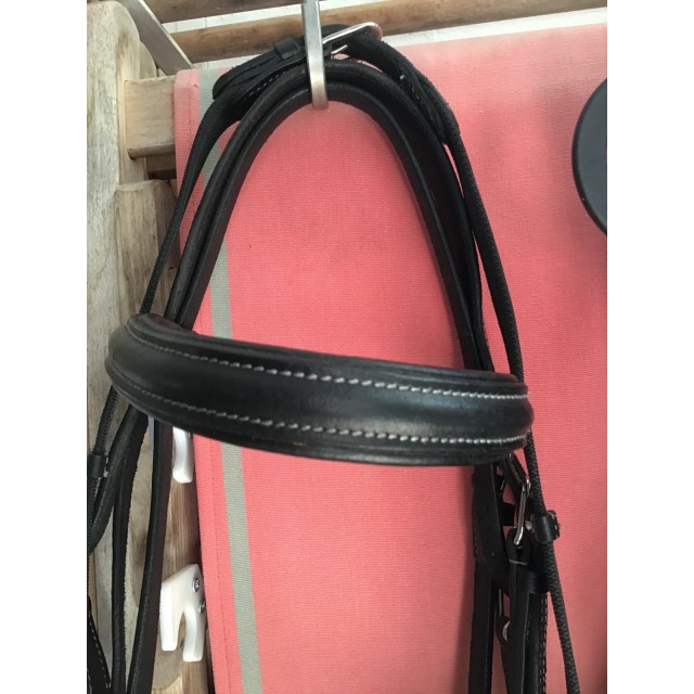 Filet HKM  en cuir noir taille poney