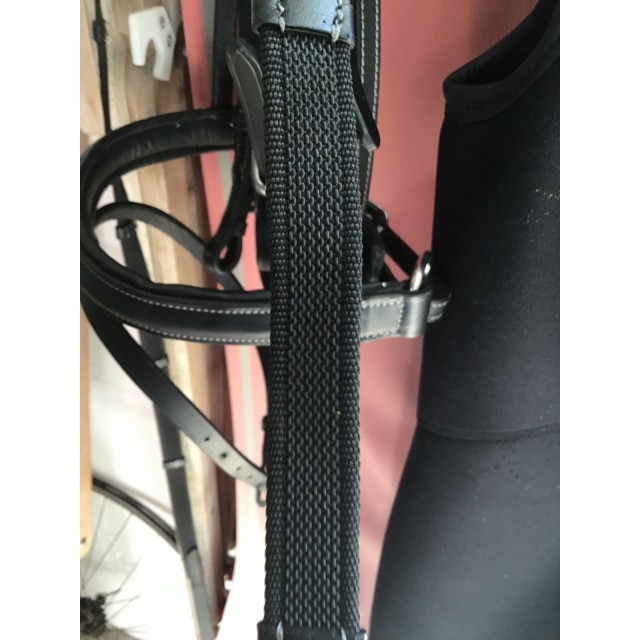 Filet HKM  en cuir noir taille poney