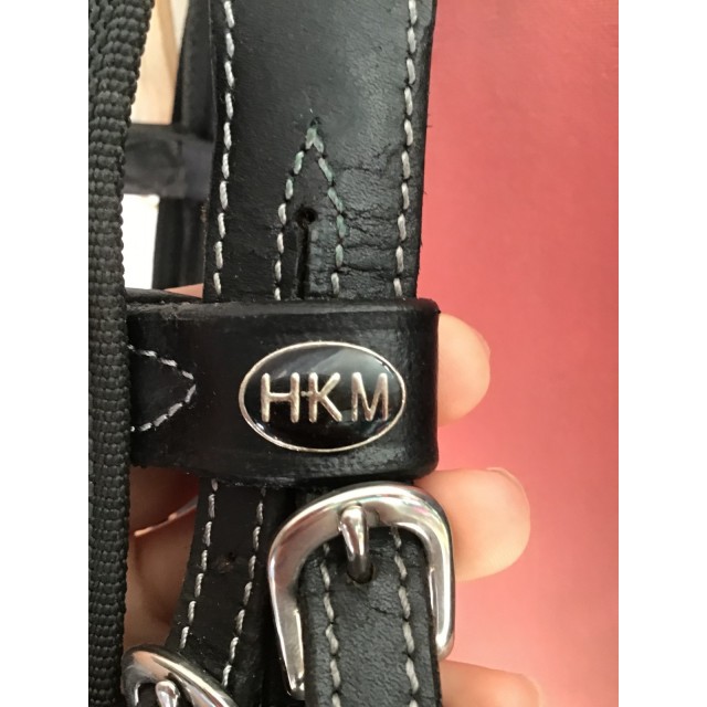 Filet HKM  en cuir noir taille poney