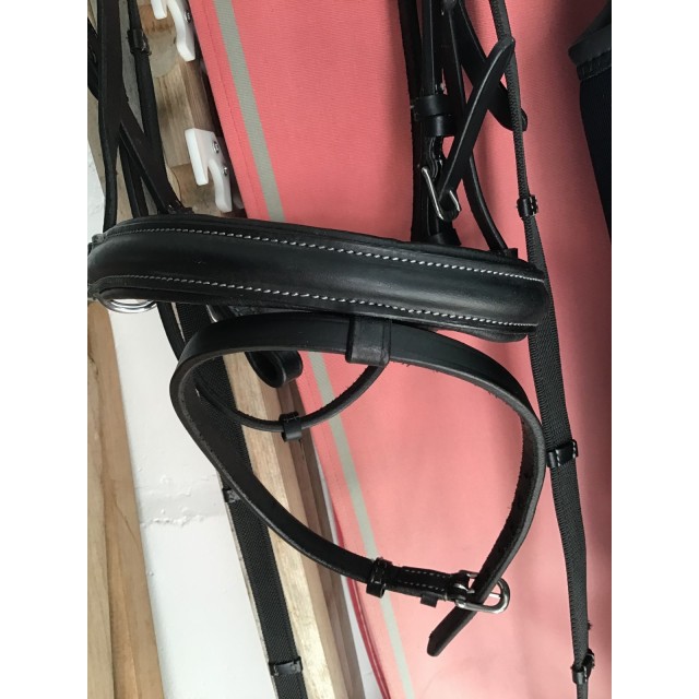 Filet HKM  en cuir noir taille poney