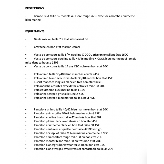 equipements equitation