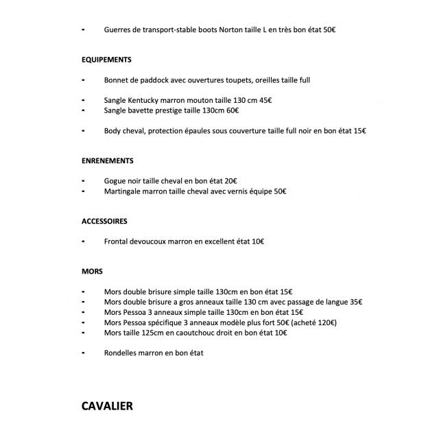 equipements equitation