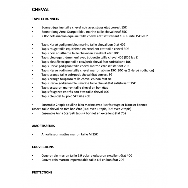 equipements equitation