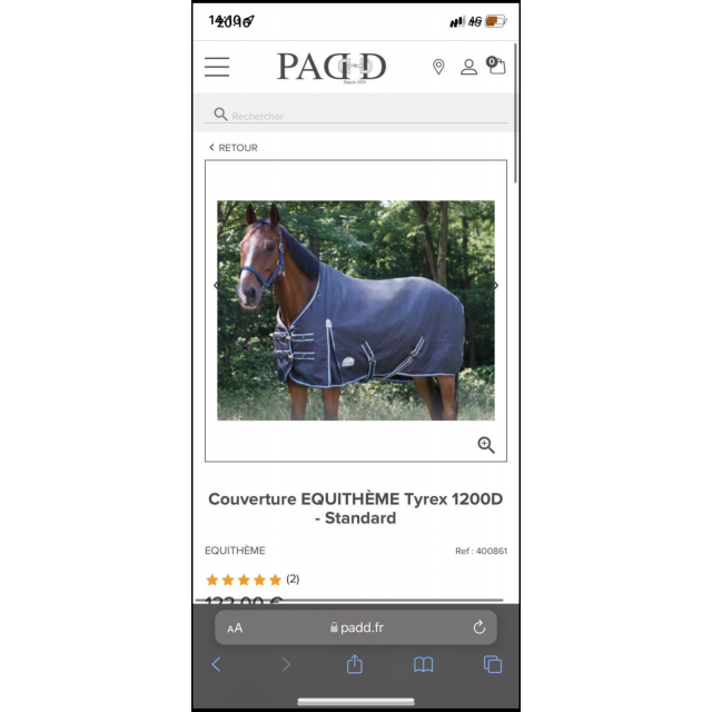 Couverture EQUITHÈME Tyrex 1200D - Standard 100€