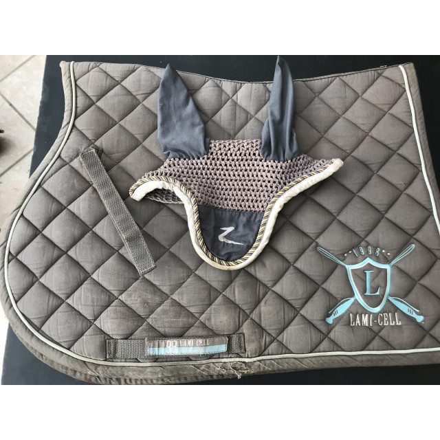 Ensemble tapis Lamicell et bonnet Horze gris