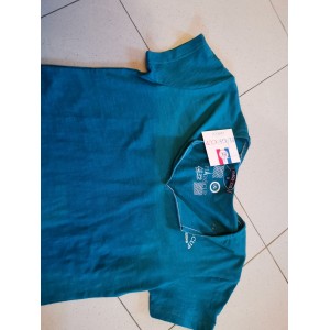 Tee shirt femme neuf flag and cup turquoise