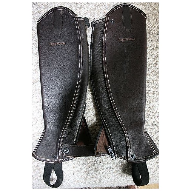 Mini-chaps ERIC THOMAS cuir marron / XS