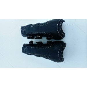 Guetre cuir noir fausses boucles