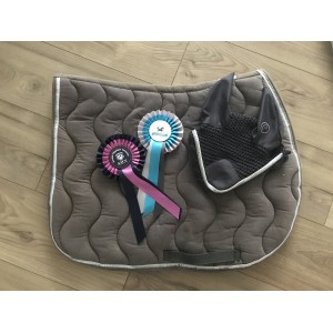 Tapis+bonnet equitheme beige et gris