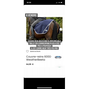 Couvre rein imperméable taille 125