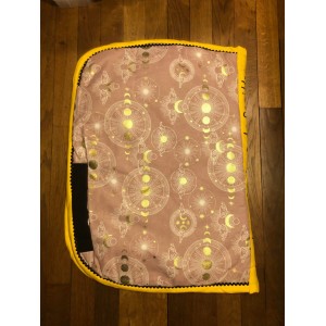 tapis de selle fait main vieux rose et doré taille poney