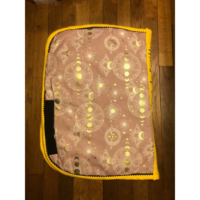 tapis de selle fait main vieux rose et doré taille poney