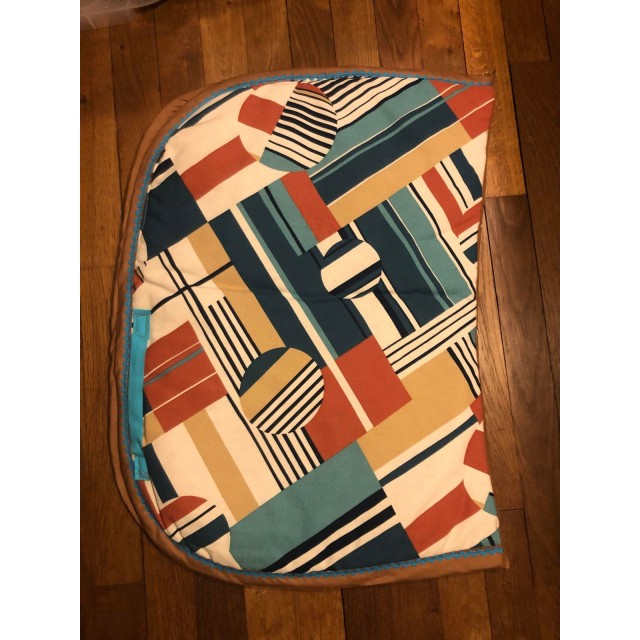tapis fait mains bleu et brun taille poney