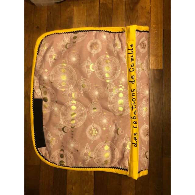tapis de selle fait main vieux rose et doré taille poney