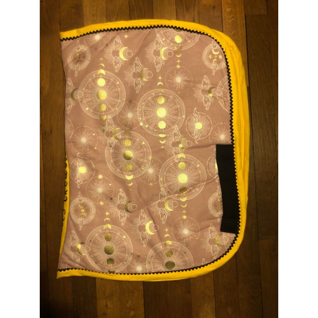tapis de selle fait main vieux rose et doré taille poney