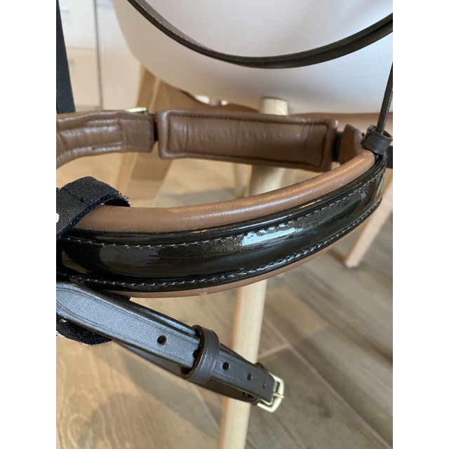 Bridon marron avec frontal en strass