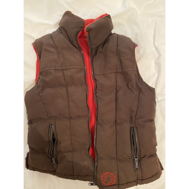 Veste sans manche Equithème marron et rouge