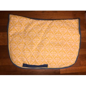 tapis fait main jaune et bleu taille cob