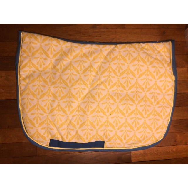 tapis fait main jaune et bleu taille cob