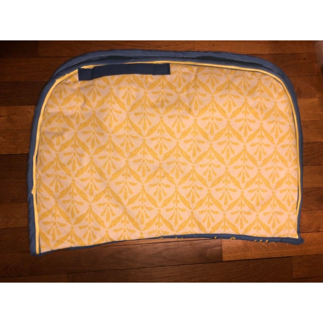 tapis fait main jaune et bleu taille cob
