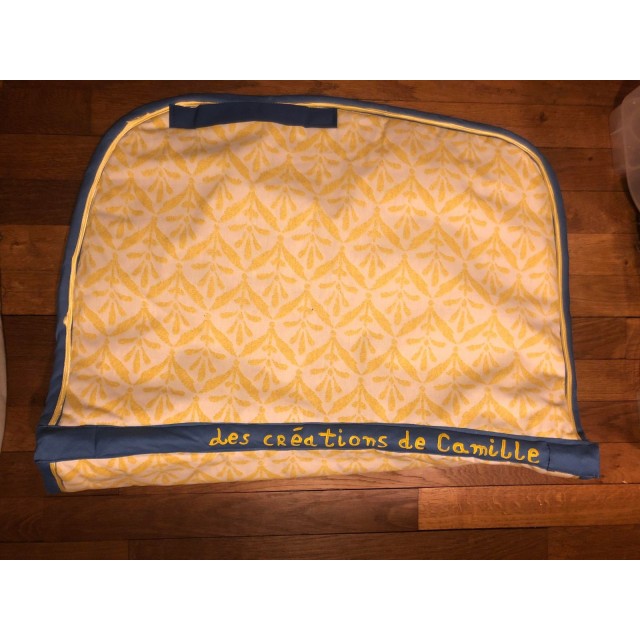 tapis fait main jaune et bleu taille cob