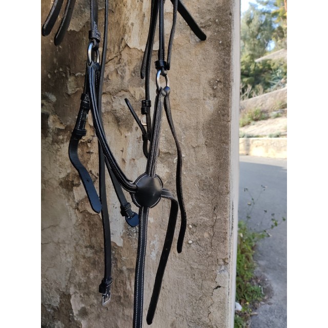 Bridon noir muserolle croisée surpiqûre anatomique