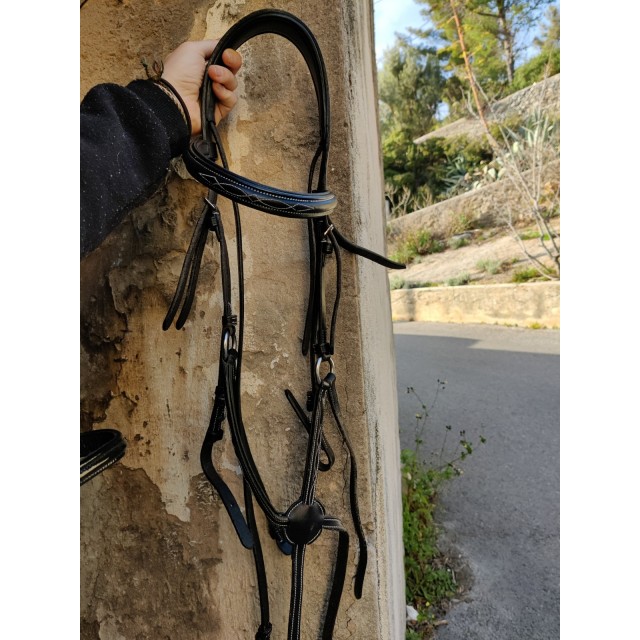 Bridon noir muserolle croisée surpiqûre anatomique