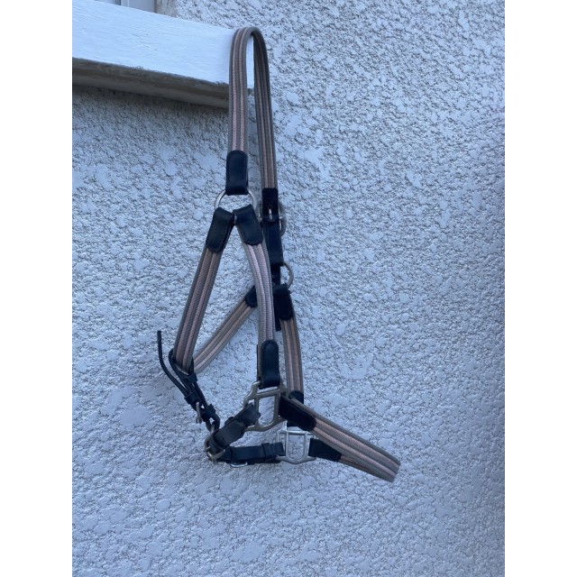 Licol gris et rose avec cuir