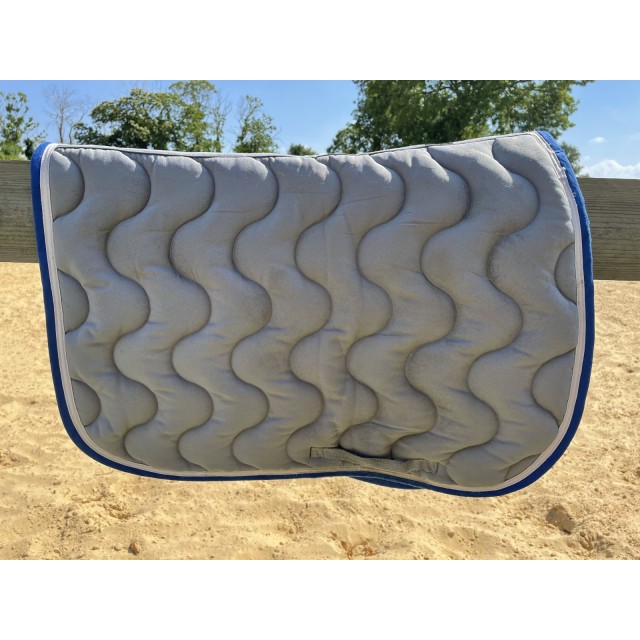 Ensemble tapis + bonnet gris/bleu roi