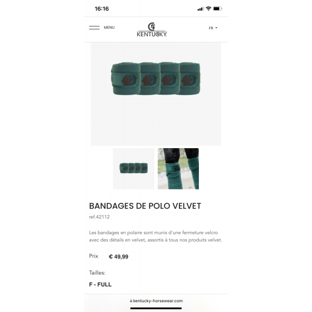 (négociable) Bandes de polo Velvet Kentucky vert sapin