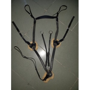 Collier de chasse 5 points mouton cuire noir