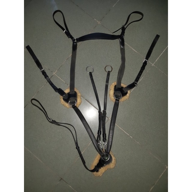 Collier de chasse 5 points mouton cuire noir