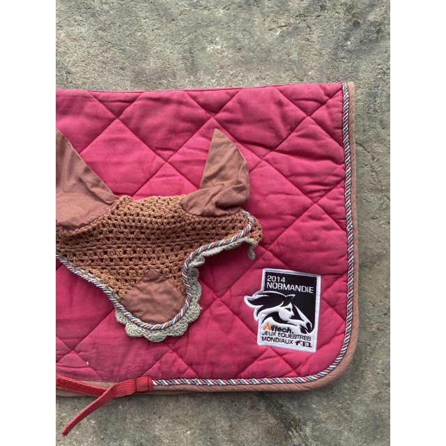 Ensemble tapis + bonnet Equi-thème rose
