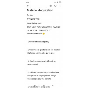 Matériel d'équitation