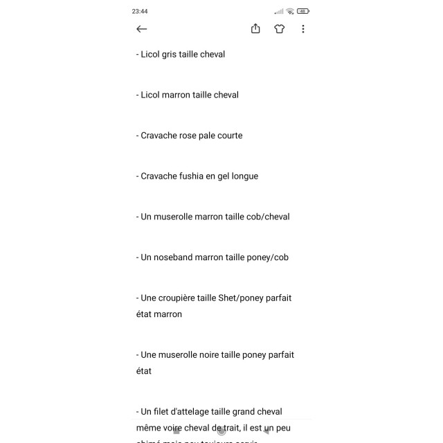 Matériel d'équitation