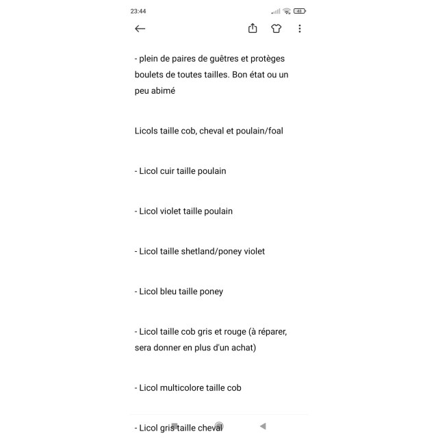 Matériel d'équitation