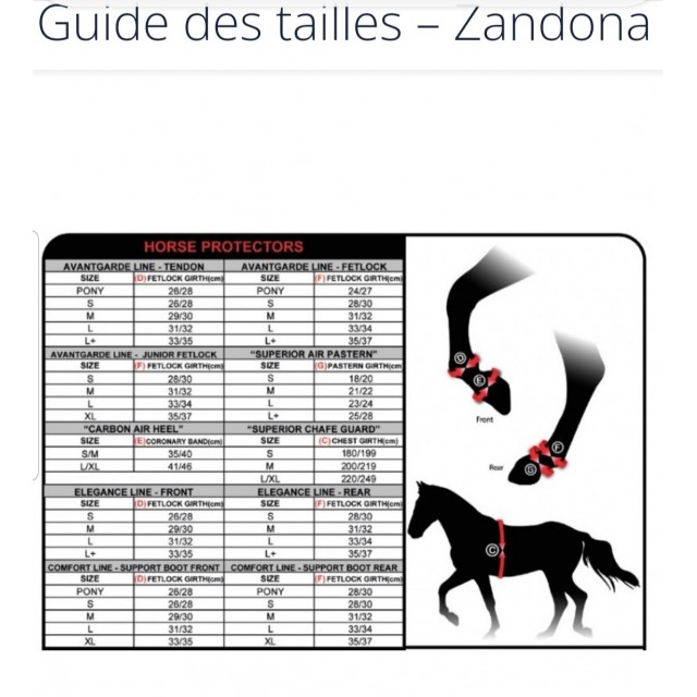 Guêtres de dressage Zandona Carbon Air blanches taille L+ soit XL