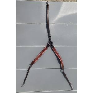 Collier de chasse poney - cuir marron/rouge