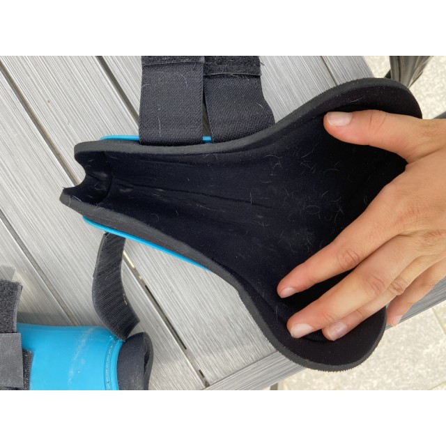 Ensemble guêtres + protèges boulets bleu turquoise BR taille poney